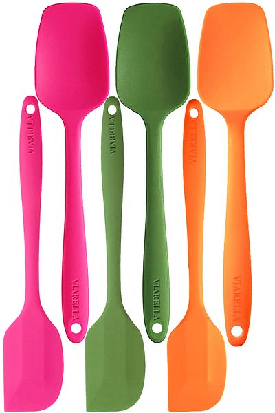 viarella Silicone Spoon Spatula Set of 6 Fireproof Non-Stick Non-Scratch Fussia-green-turquoise