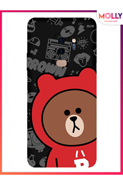Molly Samsung Galaxy S9 Plus için Siyah Hoodie Bear Desenli Silikon Kılıf