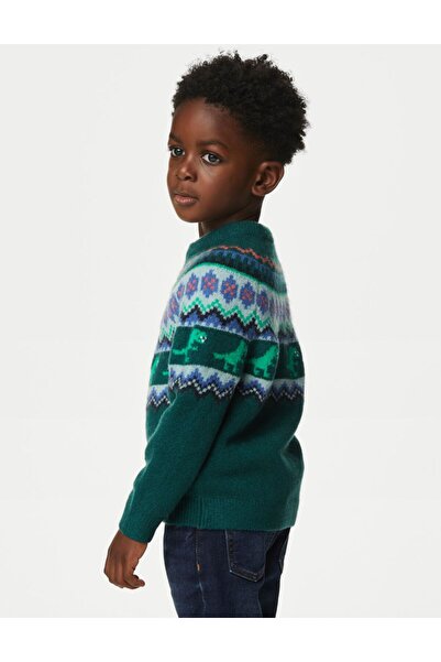 Marks & Spencer Fair Isle Desenli Yuvarlak Yaka Kazak (2-7 Yaş)