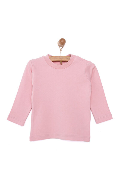 ebebek Hello Baby HelloBaby Baby Girl T-Shirt Interlock Fabric Snap Crew Neck Long Sleeve Powder