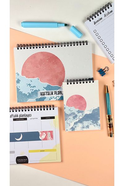 Apeirona Μίνι Σετ Σχεδιασμού |   Weekly Planner και ημερολόγιο για το να κάνετε - 2 σε 1