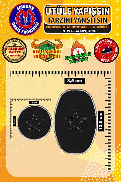 Embory Patch de armă adeziv subțire 2 bucăți de plasture negru (patch de aplicație țesut)