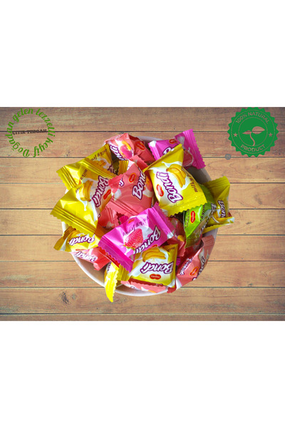 Magenta Meyveli karışık şeker (sütlü meyveli bayramlık çilek, şeftali, kavun,...