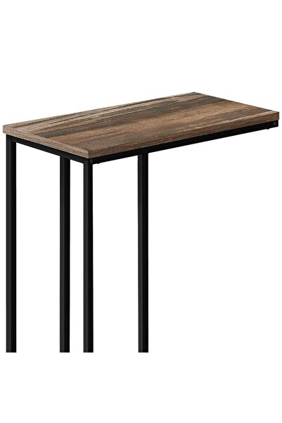 Generic Modern Coffee Table | C-Shaped Side Table with Brown Top and Black Metal Frame 60x30x40 cm