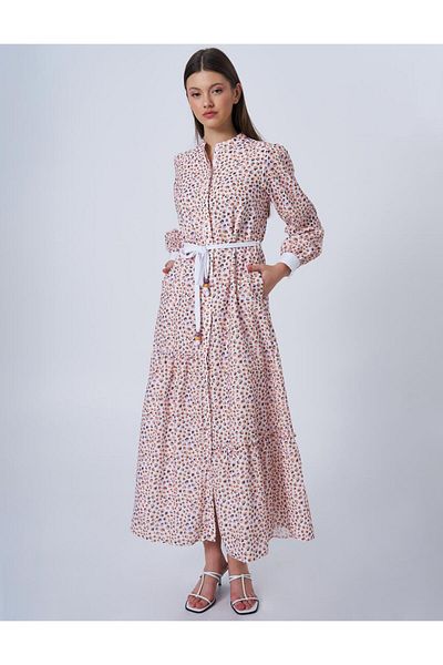 Kayra Rochie asimetrică cu volane cu imprimeu leopard, roz bomboană