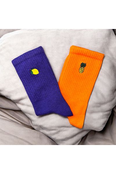 MODA Colorful Fruit Embroidered Set of 2 Socks