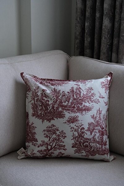 Beige & Stone غطاء وسادة زخرفية بنمط عتيق باللون البوردو 45x45