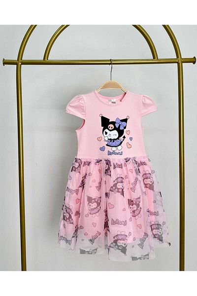 OliveYouMom Kuromi Lined Short Sleeve Dress with Tulle Skirt