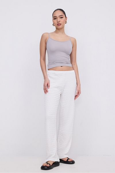 Addax Elastic Waist Textured Wide Leg Trousers Pn326-T2