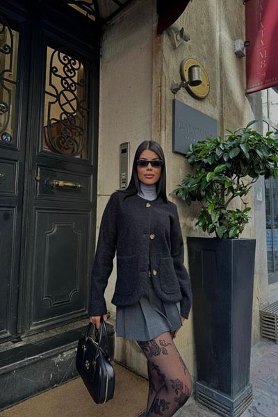 modaserdem    Brushed Crop Jacket - Black