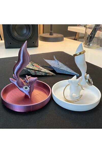 3D Brothers حامل حلقات وصينية على شكل ثعلب راقص فني لتنظيم الإكسسوارات الأنيقة