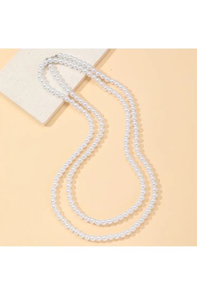 MYSTERY TAKI AKSESUAR Layered Long Pearl Necklace