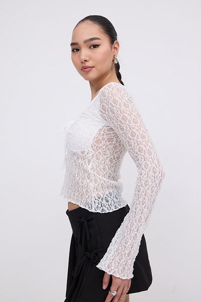Addax Gathered Front Lace Blouse B17002-N4