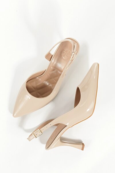 Modabuymus Konnyy Ten Patent Leather Stiletto Open Back Asymmetrical Heeled Shoes