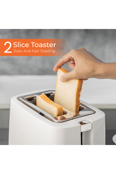 Geepas Bread Toaster 2 Slice Slot| 7 Adjustable Browning Control and Removable Crumb Tray| Reheat, Defrost