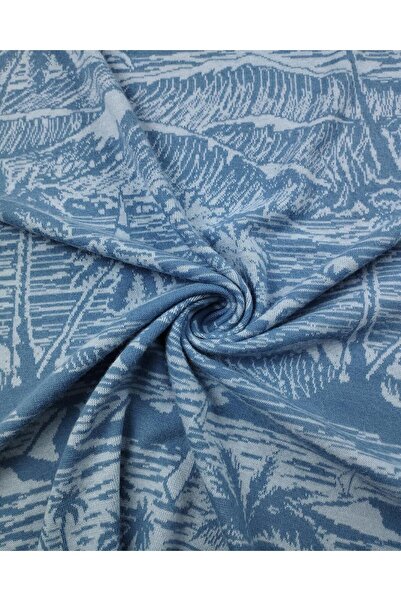 Kumaş Parça جاكار محبوك باللون الأزرق العرض: 150 سم