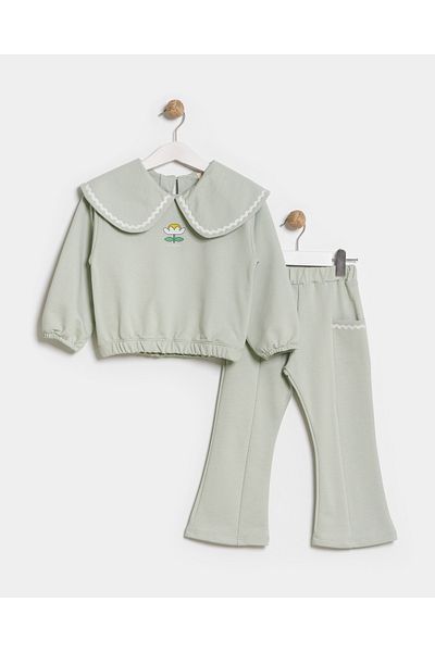 Minipodyum Girl's Large Lapel Pipe Leg Double Suit