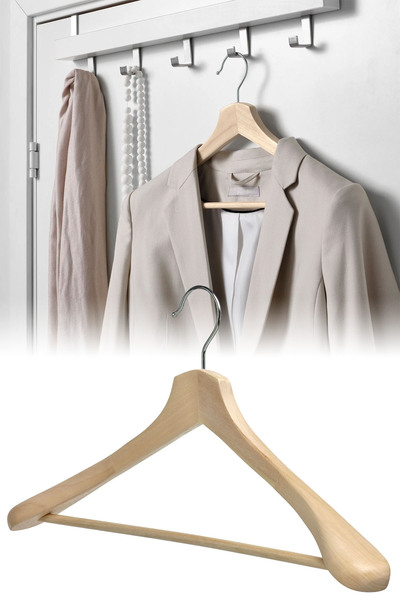 Binbirreyon Natural Doğal Ahşap Pürüzsüz Kalın Ceket Kaban Askısı 1.kalite De246