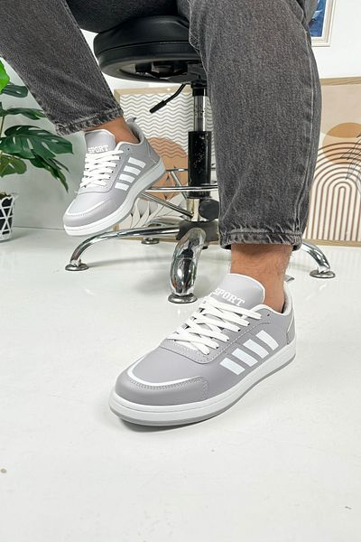 Nstil Pantofort unisex gri gheață - detaliu cu dungi cu șireturi, talpă confortabilă crestă 3438