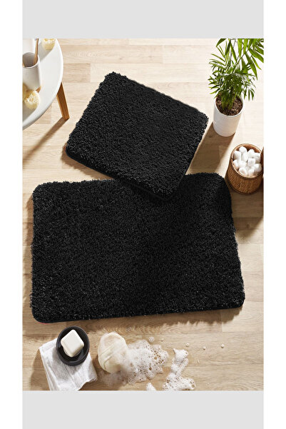 EUROBANO مجموعة أشعث مكونة من قطعتين - سجادة وممسحة مجعدة، قاعدة مضادة للانزلاق، سجادة حمام 50x60 - 60x100
