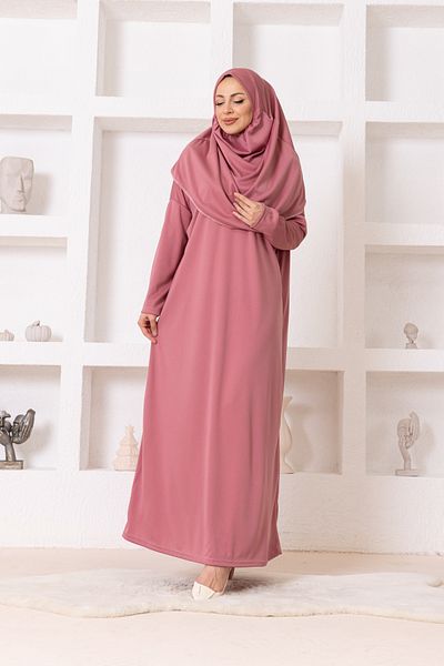 lumuteks Φόρεμα Dusty Rose One Piece με μαντίλα