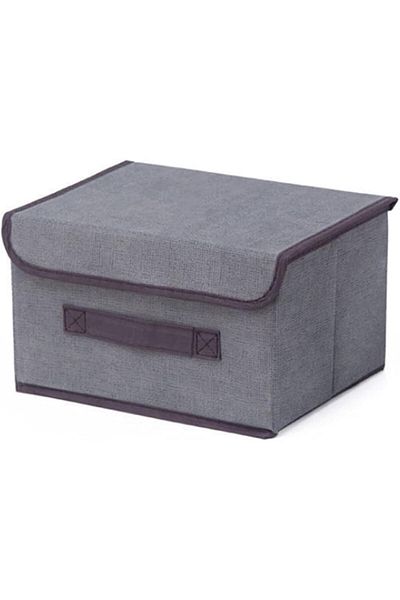 COOYA Clothing Storage Box With Lid, Foldable Fabric Dustproof Storage Box With Flip Cover (Grey)