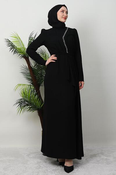 GİYZAMİLA Sirma Örgü - Κρεπ Φόρεμα, Μαύρο