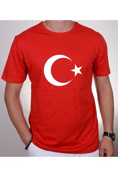 COAL CİTY Unisex Red Moon Star Turkish Flag T-Shirt