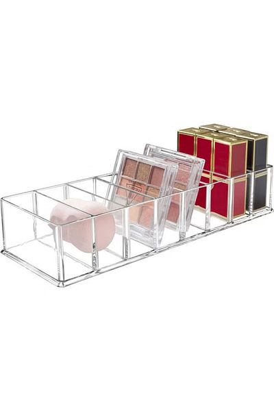 COOYA Detachable Makeup Organizer, 8 Compartments Acrylic Cosmetic Storage Jewelry Display Boxes, Clear