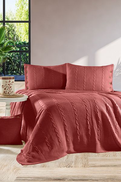 DOUX HOME Rose Motif Mine Knitwear 4 Piece Set 240X260 cm