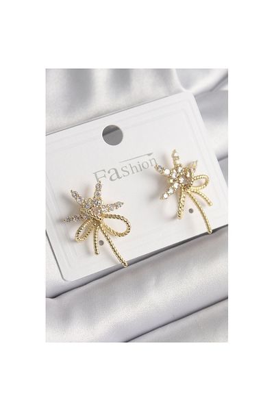 Skygo Brass Gold Color Zircon Stone Star Knot Model Women's Earrings - Tj-Bkp9951