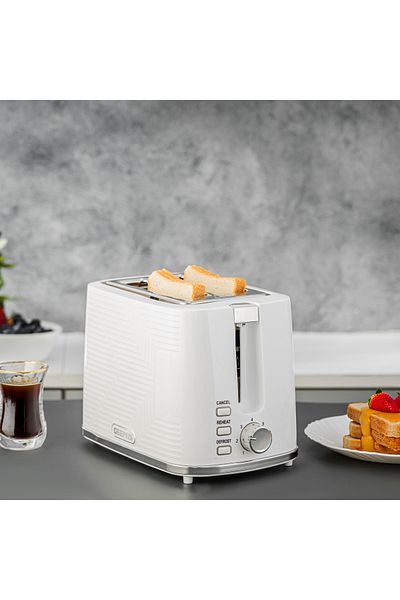Geepas Bread Toaster 2 Slice Slot| 7 Adjustable Browning Control and Removable Crumb Tray| Reheat, Defrost