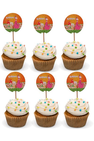 booddie Stone Age Character Birthday Cake Toothpick 16 Pcs