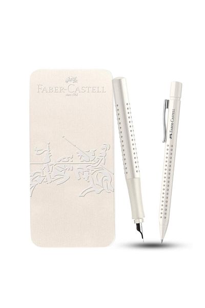 Faber Castell Set stilou M si pix Grip 2010 alb cocos Faber-Castell