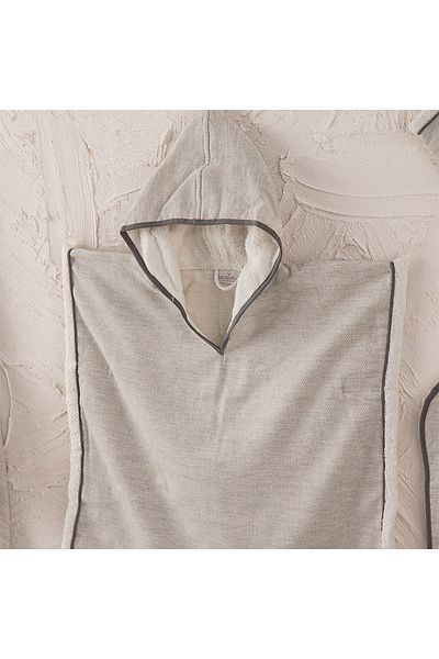 Ecocotton Hasna 4-Piece Baby Poncho Set 100% Organic Cotton Linen Melange Gray 2-5 Years