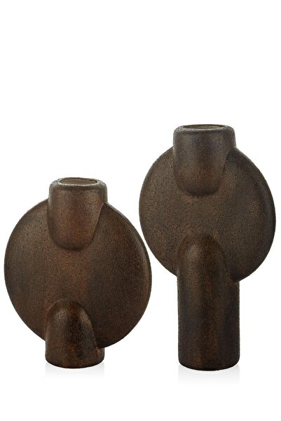 SETABIANCA طقم مزهريات ميكونوس قطعتين بني 7*18*21 - 7*17*27 سم