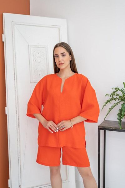 leyla sanat sanata yeni bir bakış açısı Leyla Sanat a New Perspective on Art Orange Shorts and Top Set