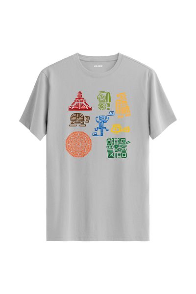 Colermi Mayan Symbol Design Crew Neck T-Shirt