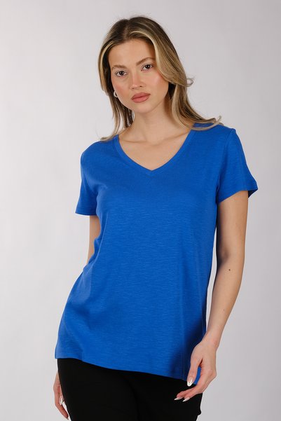 DAIDO Women's Oversized V-Neck Short Sleeve Minimalist T-Shirt
