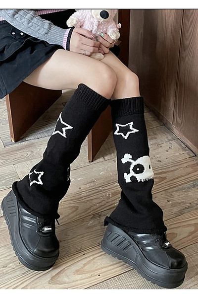 Köstebek Black Stars and Cute Winter Thick Loose Leggings