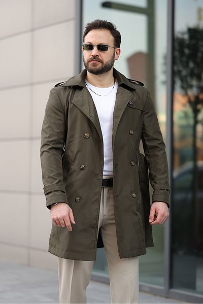 BASEL.CO Trench Coat with Belt and Epaulettes