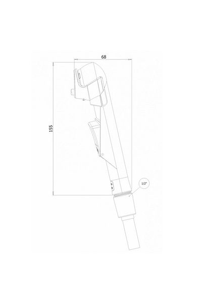 MEGA Dus igienic de mana, cu furtun alb plastic 120cm, buton actionare in partea interioara
