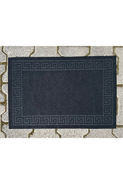 GizHome Dekoratif Kaydırmaz Coco Kıl Nord Kapı Paspası Siyah Bordür 37X55 cm