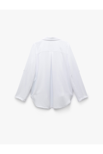 Koton Дълго сако с 3/4 ръкави и двойно закопчаване от креп плат с гънки