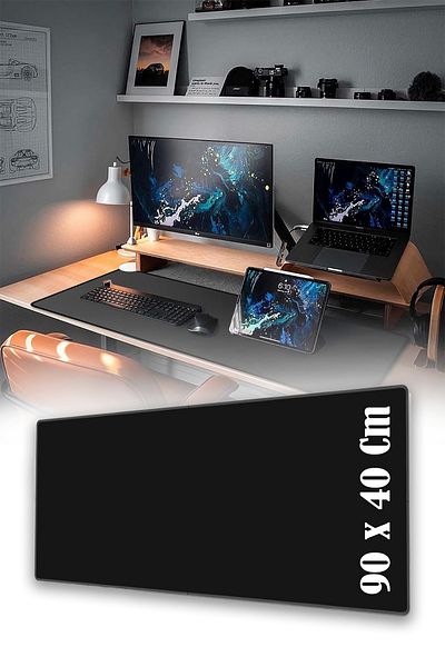 COZY SENSE لوحة ماوس سوداء مقاس 90 × 40 سم مخيطة كبيرة الحجم لوحة ماوس للطاولة لوحة مفاتيح Mauseped Gamer