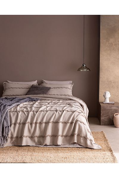 Madame Coco Rostrenen Double Cotton Bedspread - Gray