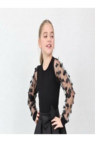 Nacar KIZ ÇOCUK KELEBEK DETAYLI TRANSPARAN KOL  23 NİSAN GÖSTERİ BLUZ