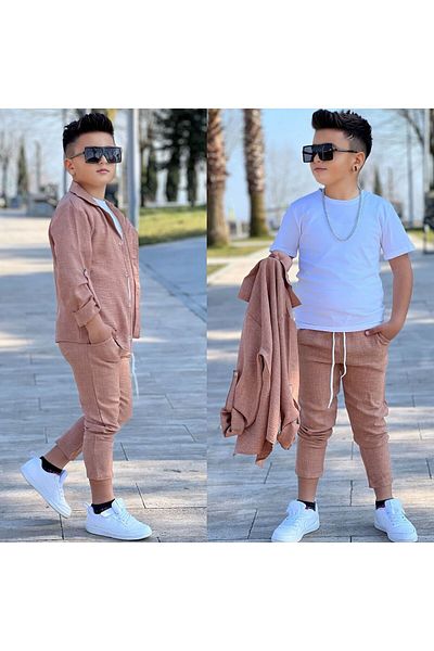 PAPİY KİDS Three Boy's Scarf with Linen Shirt