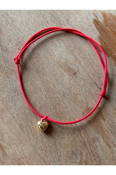Ben Aleina Kalp Detaylı Kırmızı İp Halhal