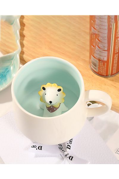 MUKKO HOME 3D Porcelain Mug – with Cute Lion Figure, 350 Ml, Fun and Stylish Design